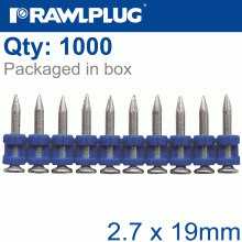RAWLPLUG Pins For Concrete 2.7Mmx19Mm X1000 Per Box + 1 Fuel Cell
