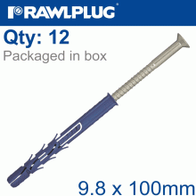 RAWLPLUG Nyl Frame Fixing Zp + Csk Screw 9.8Mmx100Mm X12 -Bag