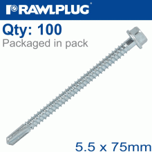 RAWLPLUG Self Drilling Screws 5,5X75Mm, 100Pcs