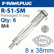 RAWLPLUG Interset Cavity Fixing M4X38Mm X6-Bag