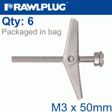 RAWLPLUG Spring Toggle+Screw M3X50Mm X6-Bag