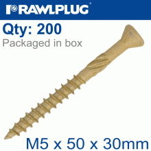 RAWLPLUG R-Dsx Screws M5 X 50X30 Ginger Ruspert X200-Tub