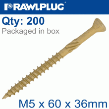 RAWLPLUG R-Dsx Screws M5 X 60X36 Ginger Ruspert X200-Tub