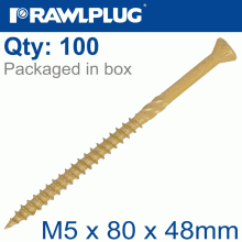 RAWLPLUG R-Dsx Screws M5 X 80X48 Ginger Ruspert X100-Tub