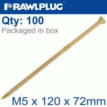 RAWLPLUG R-Dsx Screws M5 X 120X72 Ginger Ruspert X100-Tub