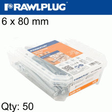RAWLPLUG Hammer In Fixing 6 X 80Mm Csk 50 Psc Per Tub