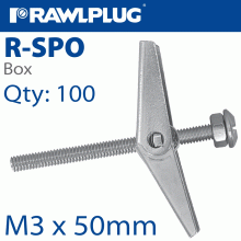 RAWLPLUG Spring Toggle+Screws M3X50 X100-Box