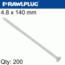RAWLPLUG Screw 4.8X140Mm Ph2 Zinc Flake X200-Box