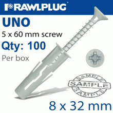 RAWLPLUG Universal Plug 8X32Mm + Screw 60Mm X100-Box