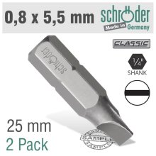 Schroder Slotted Bit 0.8x5.5mm 25mm 2cd Schroder Slotted Bit 0.8x5.5mm 25mm 2cd