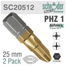 Schroder Phz Bit No1x25mm Pz/Ph Tin 2cd