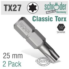 Schroder Torx Tx27 Classic Bit 25mm 2cd Schroder Torx Tx27 Classic Bit 25mm 2cd