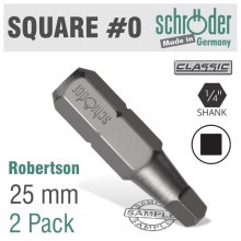 Schroder Sq.Recess N.0x25mm Bit 2/Card
