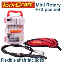 Tork Craft Mini Rotary Tool With Acc Set 72pc with flexible shaft