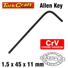Tork Craft Allen Key Crv Black Finished 1.5 X 45 X 11mm