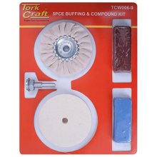 Tork Craft Polishing Buffing & Compound Kit 5pce With Felt Buff Fro Drill