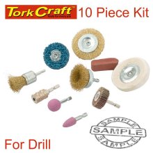 Tork Craft Wire Brush Set 10 Piece With Hex Shank & Buff Kit For Drill