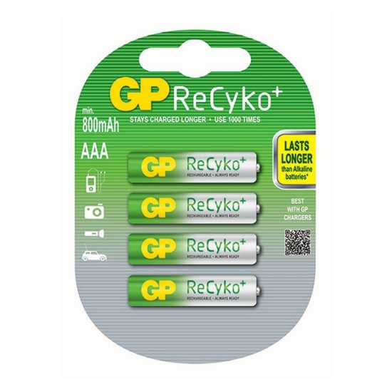 GP Recyko NIMH AAA Rechargeable 4 Pack - Click Image to Close
