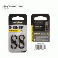 Nite Ize S-Biner Microlock Stainless Steel - 2 Pack - Black (LSBM-01-2R3)