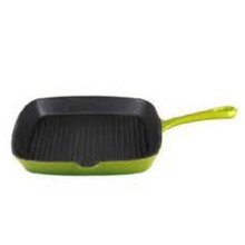 Gourmand Cast Iron Square Grill Skillet - Green