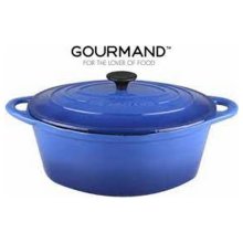 Gourmand 7L Cast Iron Oval Casserole - Blue