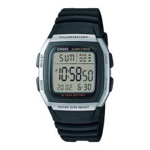 Casio Digital Rectangular Silver Case Black Watch