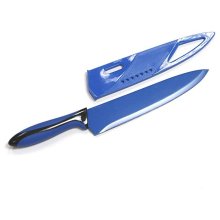 Gourmand 8' Blue Chef Knife Non-Stick Stainless Steel Blade Ergo Handle